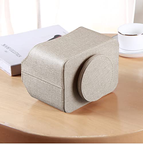 PUSU Leather 360°Rotatable Remote Control Holder,Nightstand TV Remote Caddy,Office Supplies Desktop Organizer,Spinning Storage Box for Pen,Mail,Phone,DVD, Blu-Ray, Media Player, Heater Controllers - color: A Elegant Beige