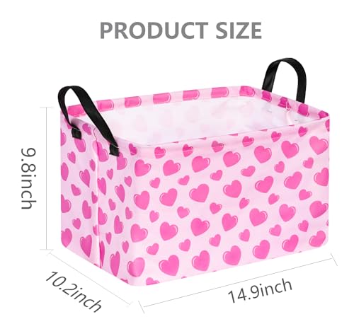 Valentine's Day Storage Basket Baby Hamper Collapsible Organizer Bin Gifts Shelf Baskets for Room Decor - color: peach heart