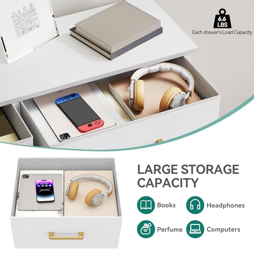 YITAHOME Fabric Dresser for Bedroom, Tall Storage Tower with 8 Drawers, Black Dresser & Chest of Drawers, Storage Drawer Organizer for Closet, Living Room - color: White