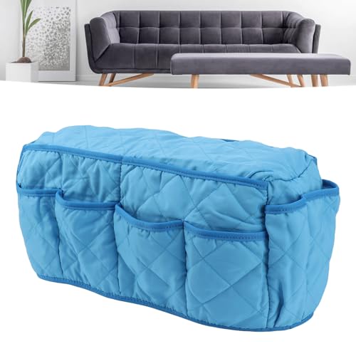 Arm Chair Armrest Covers with Pocket Sofa Covering Organizer, Couch Remote Control Holder for Living Room Couch, Side Bag Armrest Storage Caddy with Non Woven (Blue)