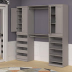 ClosetMaid Modular Storage 68.76-78.78-inch W 4-Drawer 19-Shelf Wood Closet System with Doors, Smoky Taupe - color: Smoky Taupe