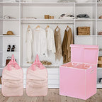 Simple Houseware Double Laundry Hamper with Lid and Removable Bags, Pink - color: Pink