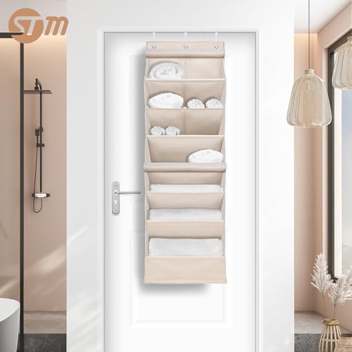 STORAGE MANIAC Over the Door Shoe Organizer with Curtain Dustproof Heavy-Duty Large Deep Pocket Hanging Shoe Organizer for Closet Dorm & Narrow Door Storage Shoe Holder Shoe Rack, 7-Shelf Beige 1 Pack - color: Beige, size: 7-Shelf