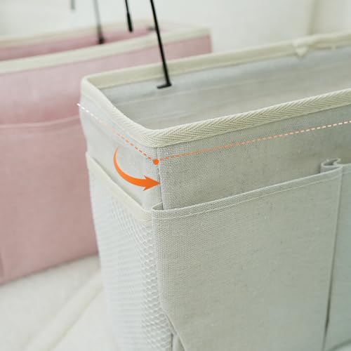 Bedside Storage Caddy Bag,Bedside Hanging Organizer Magazine Holder for Bunk bed Hospital Beds Holders Books Glasses Phones (Pink)