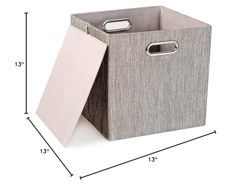 Posprica 3X Thicker Fabric Storage Cubes 13 inch Collapsible Storage Bins for Organization, Cubby Storage Baskets for Organizing Shelf Cabinet Bookcase Boxes, Set of 4, Coffee - color: Coffee, size: 13×13×13/4pcs