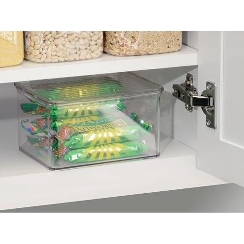 iDesign Recycled Plastic Pantry and Kitchen Storage, Freezer and Fridge Organizer Lidded Bin – 6.75” x 5.75” x 3.75”, Clear - style: Pack of 1