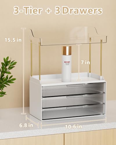 Anylady Bathroom Organizers and Storage, Makeup Organizer (Sturdy Durable Attractive), Ideal for Vanity, Countertop, Counter, Perfume, Skincare, Cabinet, Cosmetic, Dresser Organizer (White) - color: white