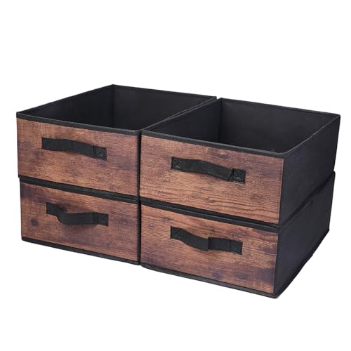 BOMKEE Clothings Collapsible Storage Bins, Foldable Organizers and Storage Baskets Cube Storage Bin for Bedroom Living Room (4 Pack, MZWL, 15.4x11.4x5.5inch) - color: MZWL, size: 15.4x11.4x5.5inch