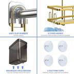 Aitatty Hanging Shower Caddy Bathroom Organizer: Rustproof Shower Shelf Racks Over Shower Head - No Drilling Inside Bath Shower Rack Shelves Over Showerhead for Shampoo with Soap Holder Gold - color: Gold
