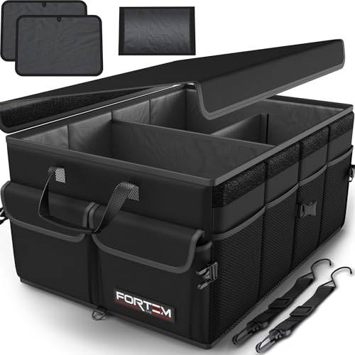 FORTEM Trunk Organizer For SUV Car Trunk Organizer, Foldable Storage, Car Accessories for Women Men, Collapsible Bag, Perfect Christmas Gifts, 600D Oxford, Non Slip Bottom, Straps, Soft Cover (65L) - color: Black, size: Large (65L)