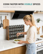 NESAPTO Spice Rack Organizer for Cabinet, Wooden 4 Tier Vertical Seasoning Organizers for Kitchen Pantry, Countertop/Wall Mount, Holds 32 Spice Jars (No Jars Included), 15.7" W × 9.4" H - size: Holds 32 Jars, 15.7"W × 9.4"H