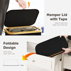 100L Laundry Hamper with Lid, Large Laundry Basket with Bamboo Handles, Clothes Hampers for Laundry with Removable Bag, Dirty Clothes Hampers for Bedroom Aesthetic, Black - color: Black