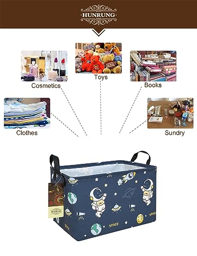 HUNRUNG Rectangle Storage Basket Cute Canvas Organizer Bin for Pet/Children Toys, Books, Clothes Perfect for Rooms/Playroom(Rec-Blue Space Astronaut) - color: Rec-Blue Space Astronaut