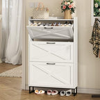 Maupvit Shoe Storage Cabinet with 3 Flip Drawers, Freestanding Organizer with Metal Legs for Entryway, Narrow Shoe Rack Cabinet, White - color: White, style: 3-Drawers