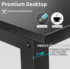 Aquzee Computer Desk with Hutch and Bookshelves, Large Leg Room 55 inch Width Black Desk with Space Saving Storage Shelves, Easy Assemble and All Hardware and Tools Included - color: Black, size: 55inch