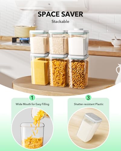 Ankou Food Storage Container Sets, 2.8 Qt + 4.2 Qt *2 Airtight Canisters with Lids and 130ml Scoop, BPA-Free Plastic Pantry Containers for Flour, Sugar, Rice - color: 4L*2+2.65L