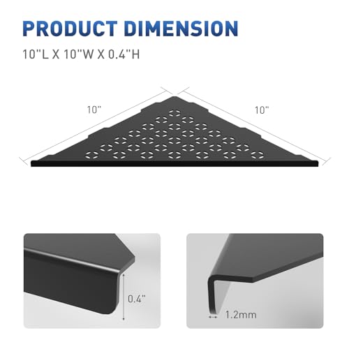 lives Corner Shower Shelf 10" Slot Design Recessed Shower Shelves for Tiled Wall, 304 Stainless Steel Corner Shelves for Bathroom Organizer, Matte Black 2 Pack (Star) - color: Black-star Pattern, size: Triangle-2pcs