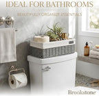 Brookstone Wicker Storage Basket Two Pack Set, Bathroom and Closet Organizers and Storage Bins with Fabric Liner, Grey - color: Grey w/ Liner (2 Pack)