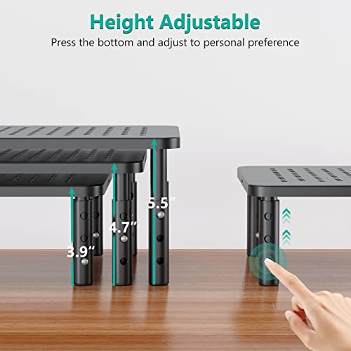 WALI Computer Monitor Stand for Desk, Adjustable Laptop Riser, Desk Monitor Stand Underneath Storage for Office, Home, School Supplies (STT003), 1 Pack, Black - color: Black, size: Basic