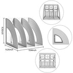 SAYEEC Magazine File Holder Folder Storage Desktop Standing Hollow File Bookshelf Organizer Office Racks Displays Holds Notebooks Documents (3 Compartments - Light Grey x 2) - color: 3 Compartments - Light Grey x 2