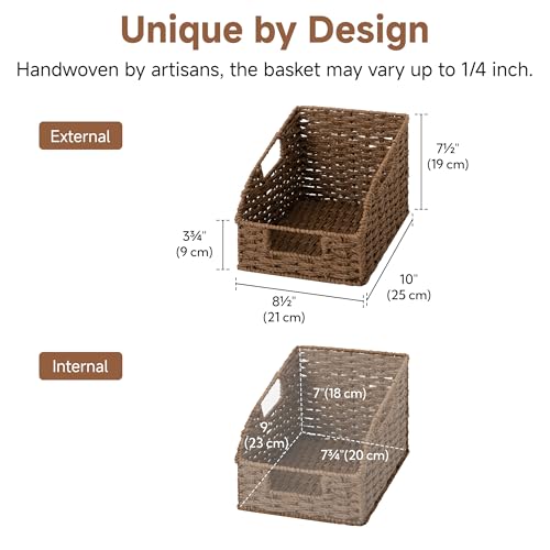 StorageWorks Wicker Baskets for Organizing, Pantry Organizers and Storage, Round Paper Rope Storage Basket for Pantry Shelves, Brown, 2 Pack - color: Dark Brown(Paper Rope), size: 2x 8½"L x 10"W x 7½"H