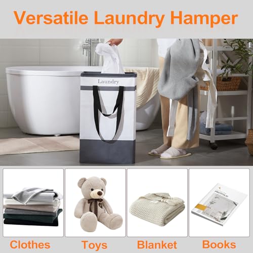 FairyHaus Laundry Basket 78L, 2Pack Laundry Hamper with Easy Carry Handles, Collapsible Laundry Baskets Hampers for Bathroom Clothes Storage Black - color: Black, size: 78L