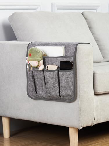 FLYILY Sofa Armrest Organizer Non-Slip Arm Chair Hanging Caddy Remote Control Holder for Magazine,Tablet, Phone, Books, Glasses(LightGrey,13in) - color: LightGrey, size: 35"x13"