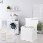 Simple Houseware Double Laundry Hamper with Lid and Removable Bags, White - color: White
