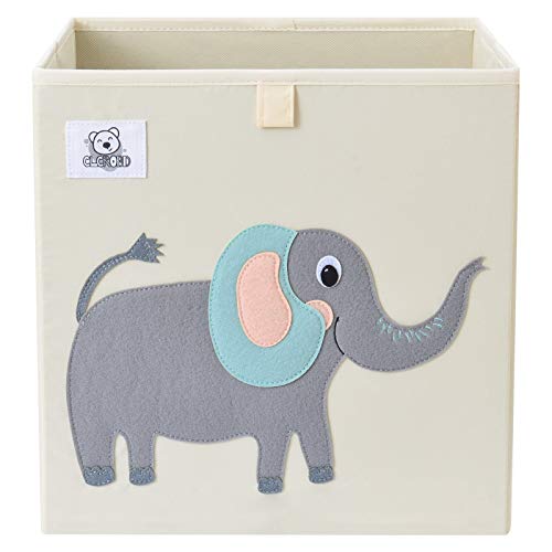 CLCROBD Foldable Animal Cube Storage Bins Fabric Toy Box/Chest/Organizer for Toddler/Kids Nursery, Playroom, 13 inch (Cute Elephant) - color: Cute Elephant
