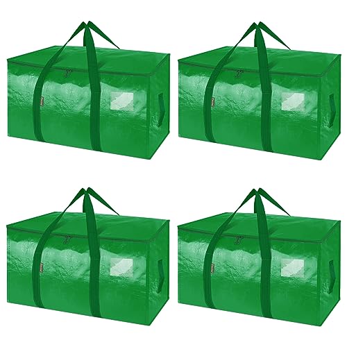 BALEINE 4-Pack Oversized Moving Bags with Reinforced Handles, Heavy-Duty Storage Tote for Clothes, Moving Supplies (Light Green, 4-Pack) - color: Light Green, size: 4-Pack
