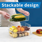 Mpotmiy 4 Pack Clear Pantry Organizers and Storage Bins with Divider, Transparent Plastic Basket, Refrigerator and Fridge Bins - style: 4pack