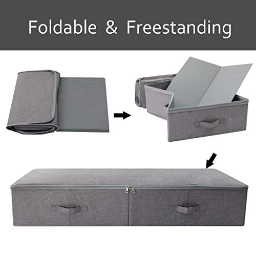 iwill CREATE PRO Under Bed Storage Bin, 100cm Large Foldable Container with Lid | 39.4"x16.9"x7" Dust-Proof Washable Organizer for Shoes, Clothing, Bedding | Durable Plastic Board, Dark Gray - color: Dark Gray