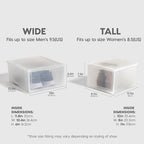 IRIS USA Stackable Shoe Storage Box with Latch Drop Front Door, 6-Pack, for Scarf Game Organizer Container with Ventilation Holes for Closet Under Bed Entryway Storage, Strudy, Wide, Clear - size: 18 Qt Drop Front - 6 Pack