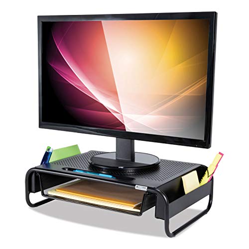 Allsop 32166 Metal Art Organizer 5 Riser Monitor Stand with Drawer and Side Caddies, Black