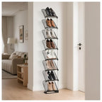SMILHELTD Vertical Shoe Rack 8 Tiers Narrow Clear Sneaker Storage Holder Luxurious Slim Tall Organizer Space Saving Shelf for Entryway Garage 10.4" W x 64.5" H x 9.8" D (Transparent Black) - color: Transparent Black