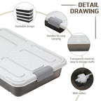 Beeveer 4 Pcs Plastic Under Bed Storage Containers with Lid Wheel Handle, Transparent Large Capacity Stackable Latching Storage Bins for Closet Bedroom Clothes Shoes (Brown,23.7 x 15.8 x 5.2) - color: Brown