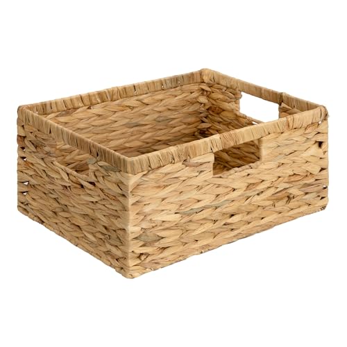 GRANNY SAYS Wicker Baskets with Handles, Large Wicker Storage Baskets for Shelves, Water Hyacinth Woven Basket, Decorative Basket for Pantry, 1-Pack - color: Natural (Water Hyacinth), size: 15"L x 11"W x 6¾"H