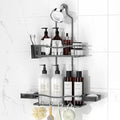 REINHARDT Shower Caddy Hanging, Rustproof Bathroom Caddy Anti-Swing Shower Organizer No Drilling Bath Racks with Soap Holder Multi Hooks Bathroom Storage for Shampoo Sponge, Grey - color: Grey