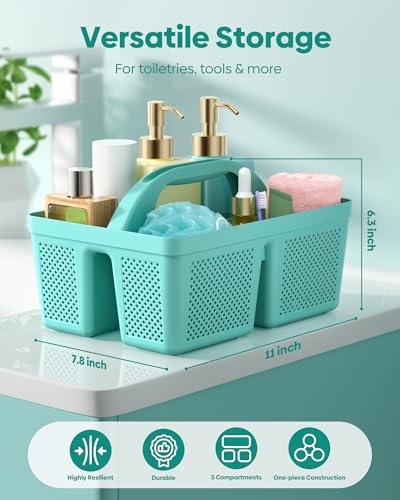 4 Pack Portable Shower Caddy, Integrated Handle, Reinforced Plastic, Organizer Storage Bathroom Supplies and Beauty Products, Cleaning Supplies, Shower Basket for Home, Dorm, Shelf and Cabinet - color: Cyan