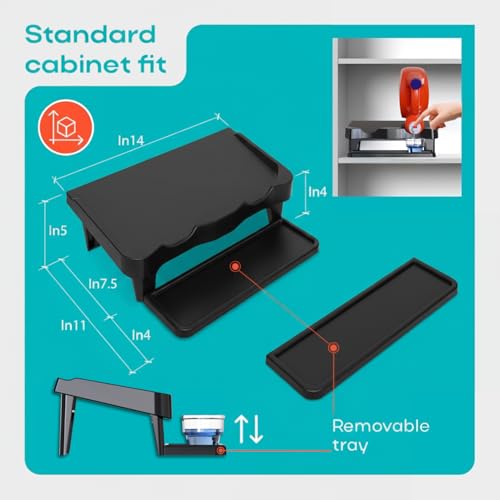Skywin TidyFriend Detergent Holder Shelf for Laundry Room - Holds 2 Liquid Soap Dispenser, Laundry Soap Station Organizer, Detergent Stand with Drip Catcher Drip Tray Storage Organization (Black) - color: Black Shelf