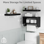 QEEIG Bathroom Floating Shelves for Wall - Shelf Over Toilet Paper Storage Farmhouse 16 inch Set of 3, Black (028-40B3) - color: Black