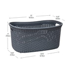 Mind Reader 40L Laundry Basket, Clothes Hamper, Wicker Design, Plastic, 23"L x 14.5"W x 11"H, Set of 2, Gray - color: Gray