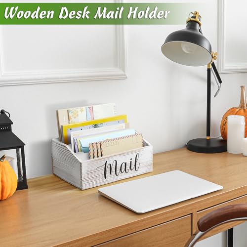 DRASTAR Mail Organizer Countertop, Mail Holder with 4 Slots, Mail Sorter Organizer for Desk, Envelope Holder for Home Office, Retro White - color: Retro White, size: 4 Slots