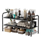 NETEL Under Sink Organizers and Storage,2 Tier Shelf Under Bathroom Sink,Cabinet Organizer with 8 Removable Carbon Steel Panels，Partition Height Adjustable,(27.36-36.02)" W x 12.28" D x 16.93" H - size: 8 thickened iron plates(12.28"deep)