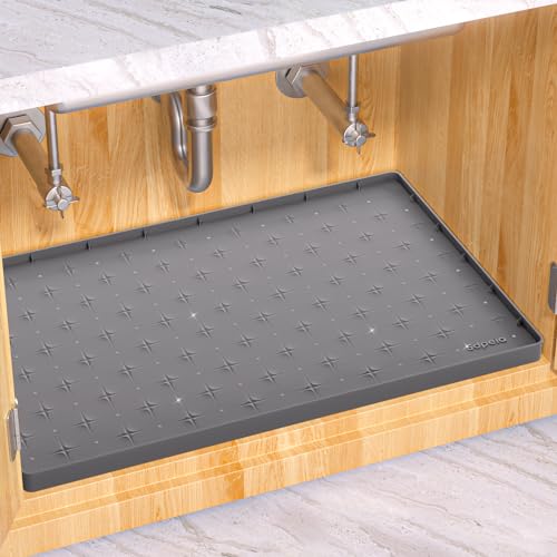 Sdpeia Under Sink Mat 34"×22" Waterproof Silicone Cabinet Liner & Sink Protector for Kitchen & Bathroom, Multi-Purpose Organizers Tray for Pets, Laundry, Cat Litter Mat, Gray - color: Gray, size: 22"W x 34"L