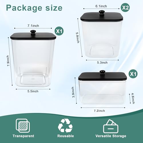 POLRAI 4 Pack Laundry Pod Containers and Dryer Sheet Holder with Bamboo Lids and Labels Laundry Room Organization Containers for Scent Booster Powder Detergent Pods Storage - color: Black, size: 2+1+1 Pack