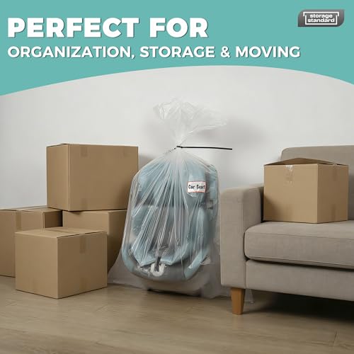 Storage Standard Large Clear Plastic Bags for Storage 6-Pack - Waterproof Extra Large Plastic Bags with Zip Ties, Heavy-Duty Cover for Pillows, Comforters, Chair Cushions & Textiles - 36 x 50 Inches - size: 36'' x 50’'
