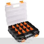 CASOMAN Double Side Tool Organizer, with Impact Resistant Polymer and Customizable Removable Plastic Dividers, Hardware Box Storage, Excellent for Screws,Nuts,Small Parts, Black/Orange. 2-Pieces Pack - size: 2 Piece Set, Black/Orange