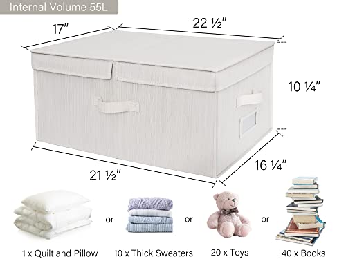 StorageWorks Extra Large Storage Bins with Lids, 55L Decorative Storage Bins with Double-Open Lid and Divider Board, Fabric Bins with Handles, Mixing of Beige, White & Ivory, 2-Pack - color: Mixing of Beige, White & Ivory, size: Jumbo