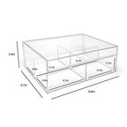 Isaac Jacobs 4-Compartment Clear Acrylic Organizer with Lid (6.7" L x 8.6" W x 3.4" H), Multi-Sectional Tray & Storage Solution for Makeup, School & Office Supplies & More, for Bathroom, Kitchen - size: 4 Medium
